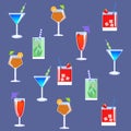 Colorful pattern with cocktails. Vector illustration Royalty Free Stock Photo